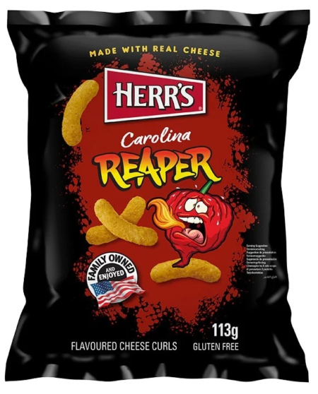 Herr's Carolina Reaper Curls Extra Pimentées au Fromage (170 g. USA)