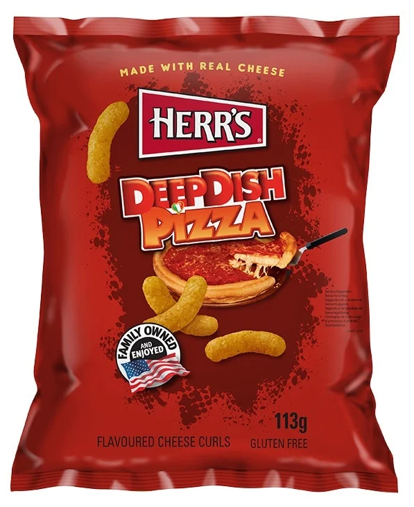 Herr's Deep Dish Pizza Flavored Cheese Curls (Pack de 12 x 113g)