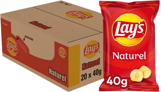 Lay's Naturel Crisps (Pack de 20 x 40g)