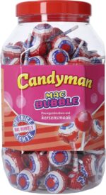 Candyman Mac Bubble Cherry Lolli Pop Chewing-gum (100 pcs)