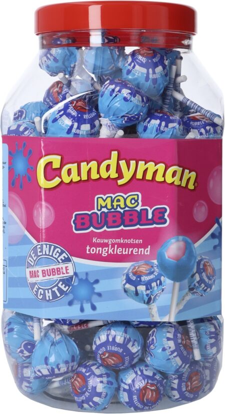 Candyman Mac Bubble Tongue Coloring Lolli Pop Chewing-gum (100 piece)