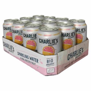 Charlie's Organic Sparkling Water Pamplemousse (Pack de 12 x 0,33l)