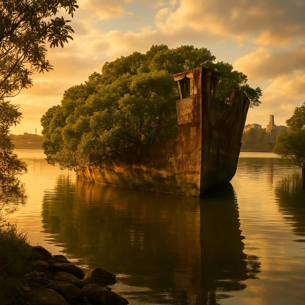 Découvrez la mystérieuse Forêt Flottante de Sydney, un spectacle unique où l’épave du SS Ayrfield, recouverte de végétation luxuriante, offre un mélange saisissant d’histoire maritime et de nature spectaculaire.