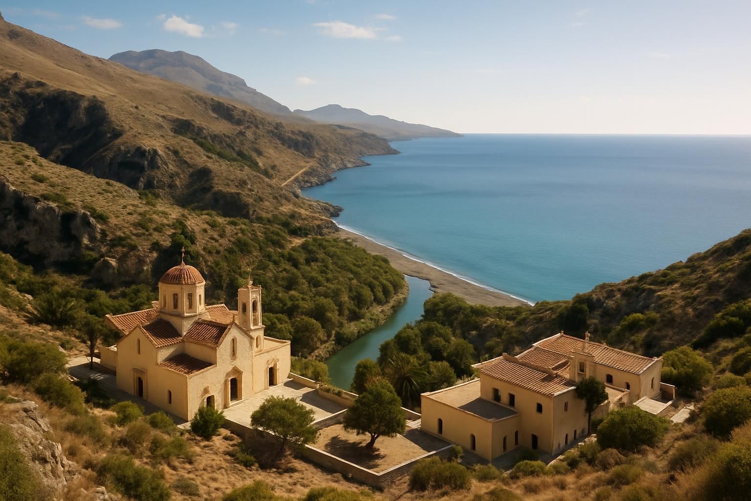 Découvrez le Monastère de Preveli, un site spirituel emblématique de la Crète offrant une vue panoramique, une histoire riche et une atmosphère paisible au cœur de paysages naturels exceptionnels.