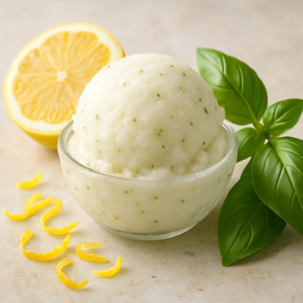 Découvrez le Sorbet Citron Basilic by Novascope, l'alliance parfaite entre la fraîcheur acidulée du citron et la douceur aromatique du basilic pour une expérience gustative unique et rafraîchissante.