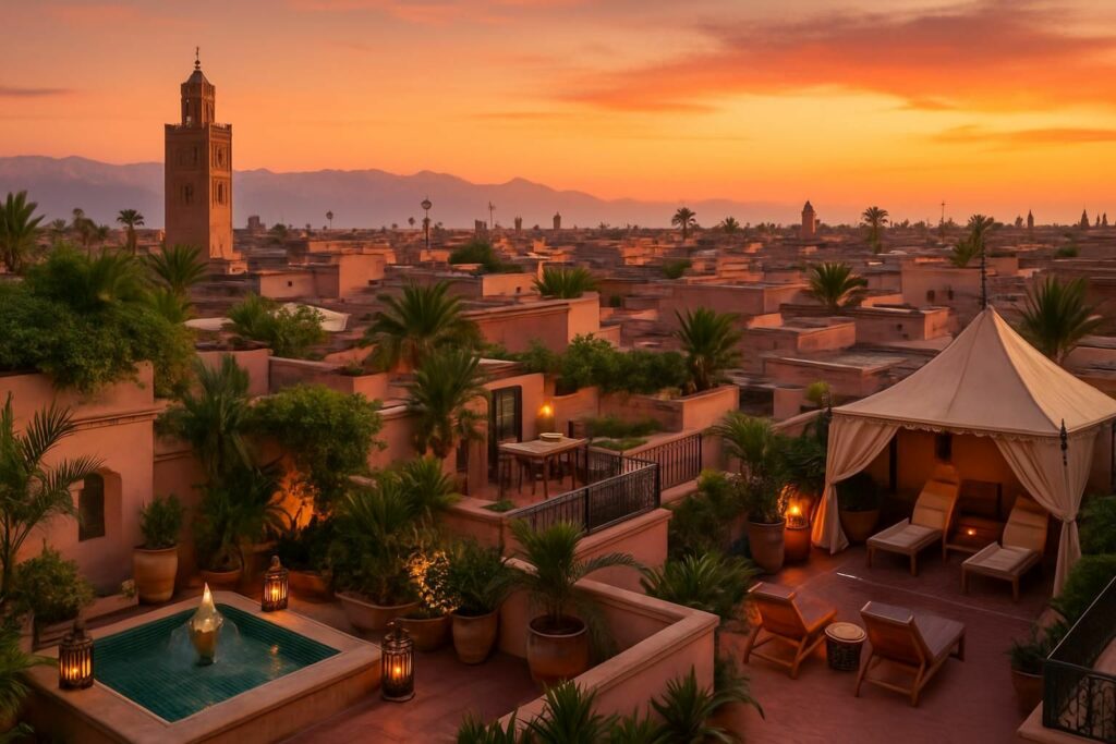 Découvrez les 15 meilleurs rooftops de Marrakech à visiter en 2025 pour profiter de vues imprenables, d'ambiances uniques et d'expériences inoubliables au cœur de la ville rouge.