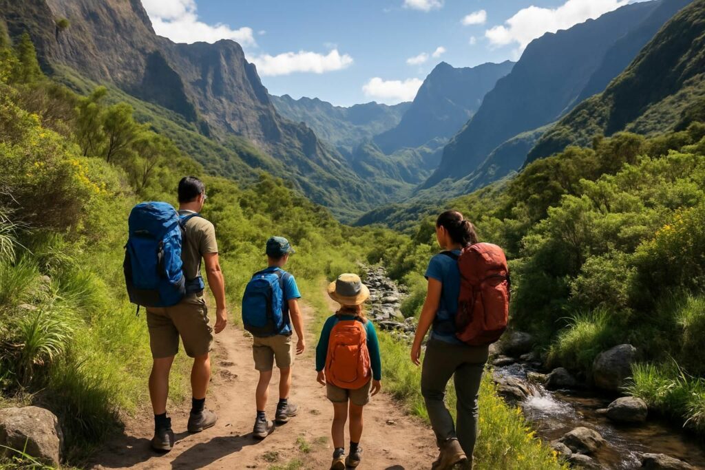 Découvrez nos conseils pratiques et itinéraires adaptés pour une randonnée en famille inoubliable dans le magnifique Cirque de Mafate.