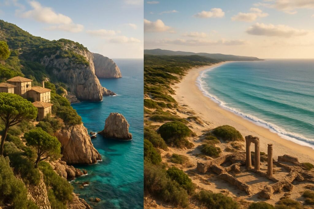 Découvrez les différences entre le Nord et le Sud de la Sardaigne pour choisir la meilleure destination selon vos envies de voyage, entre plages, culture et paysages.
