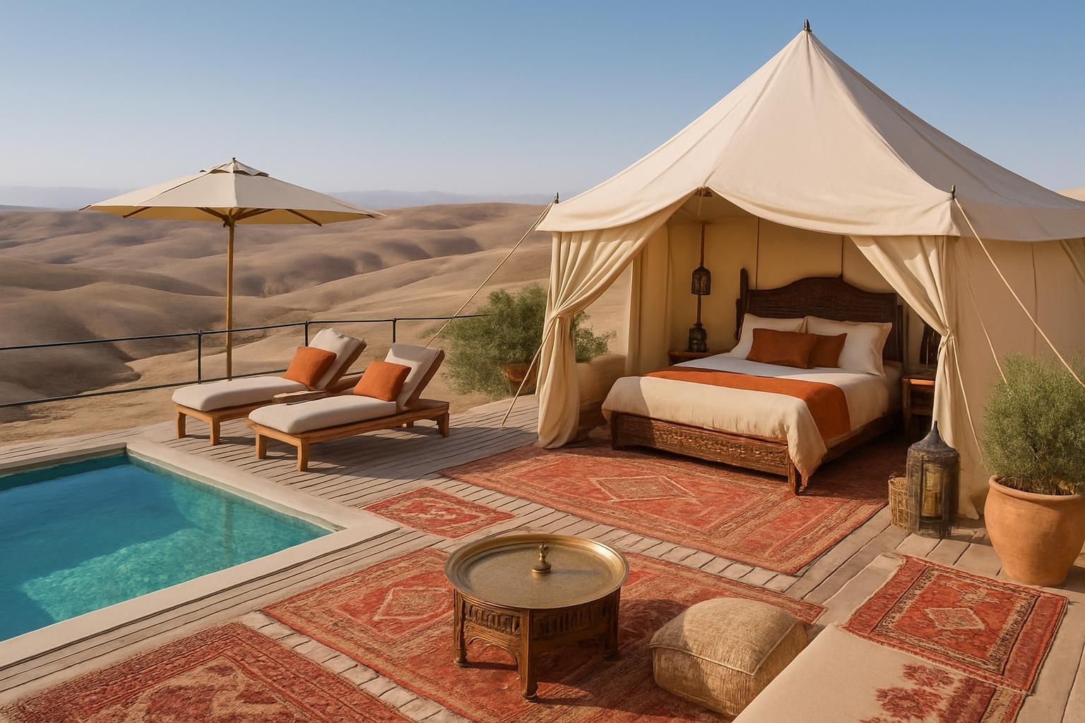 Découvrez le top 6 des meilleurs camps dans le désert d'Agafay en 2024 pour une expérience unique alliant nature, confort et aventure au cœur du Sahara marocain.